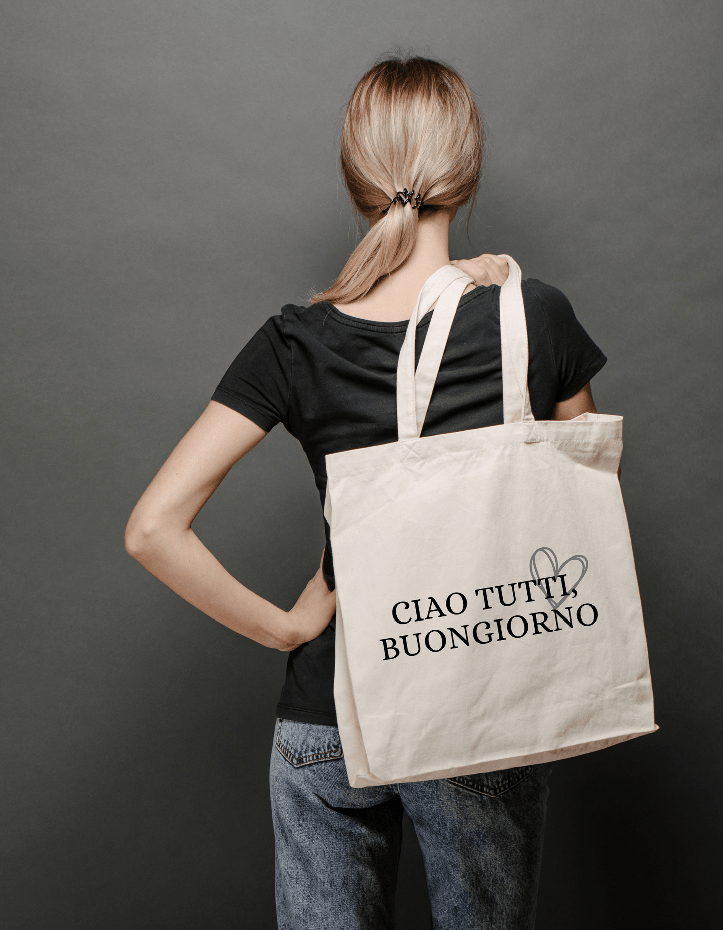 Katoenen Tas – “Ciao tutti, buongiorno” Italiaanse Groet - Winkel van Katoen