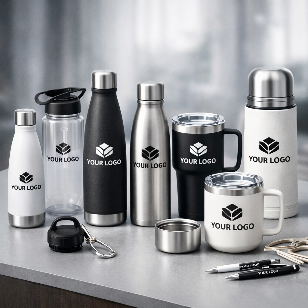 Drinkwaren, van waterflessen, thermoflessen en bidons. allemaal te personaliseren met je eigen logo of design. 