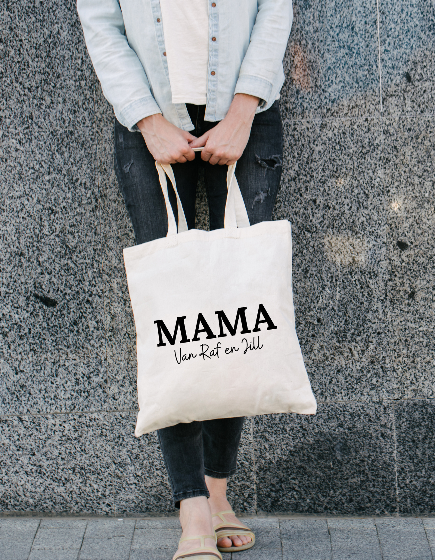 Katoenen Tas met Namen – ‘MAMA van…’ Personaliseerbaar Cadeau