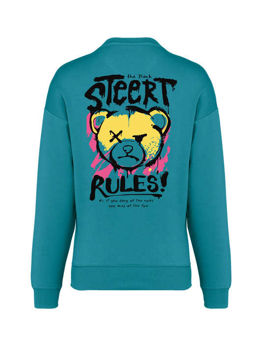 Oversized Sweater "Street Rules" – Adriatic Blue – Uniseks & Eco-vriendelijk