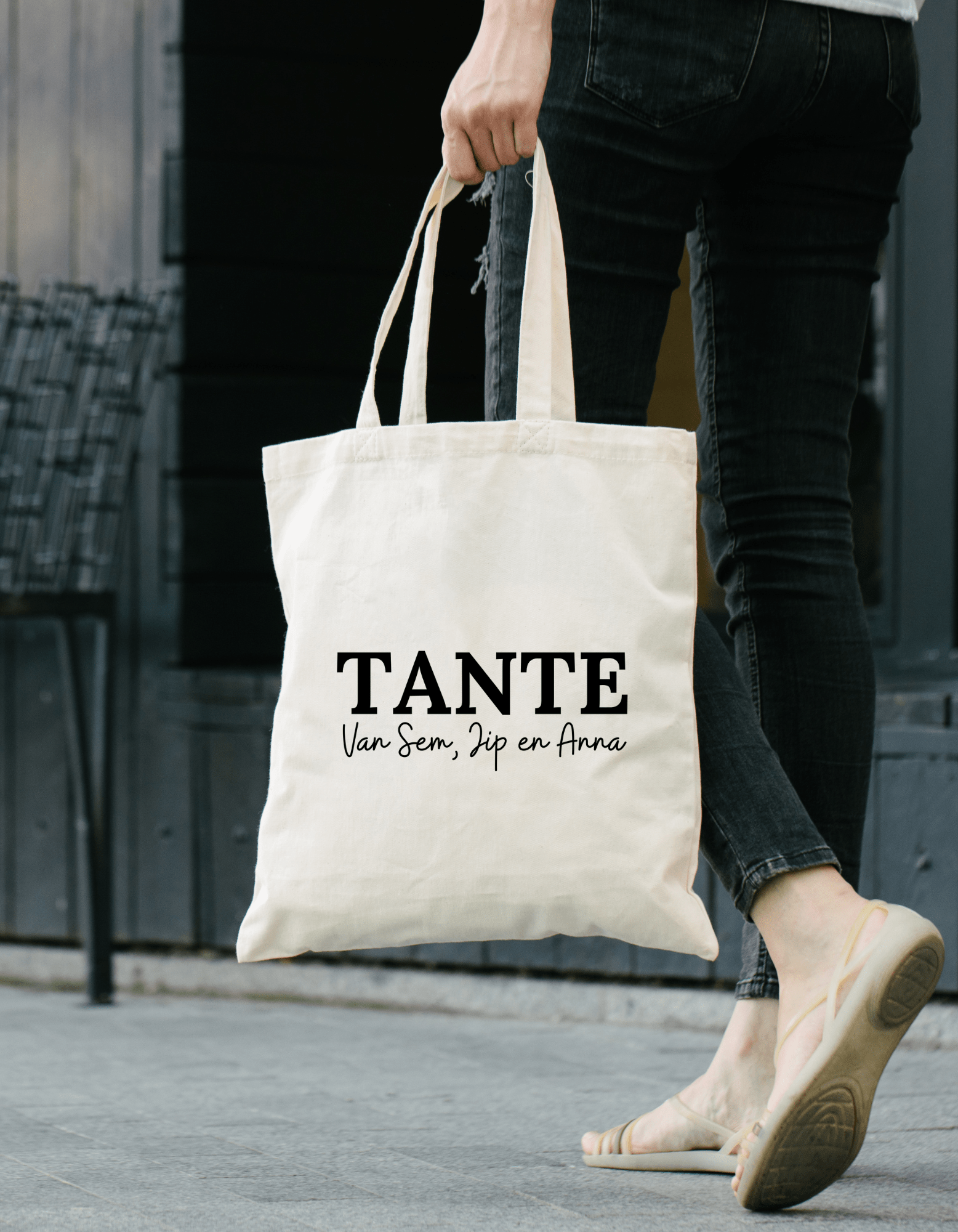 Katoenen Tas met Namen – “TANTE van…” Personaliseerbaar Cadeau - Winkel van Katoen